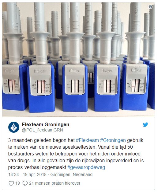 Afname drugstesten door de politie